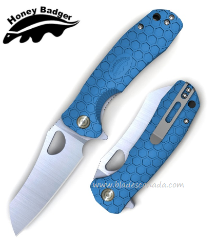 Honey Badger Large Wharncleaver Flipper Folding Knife, FRN Blue, HB1034